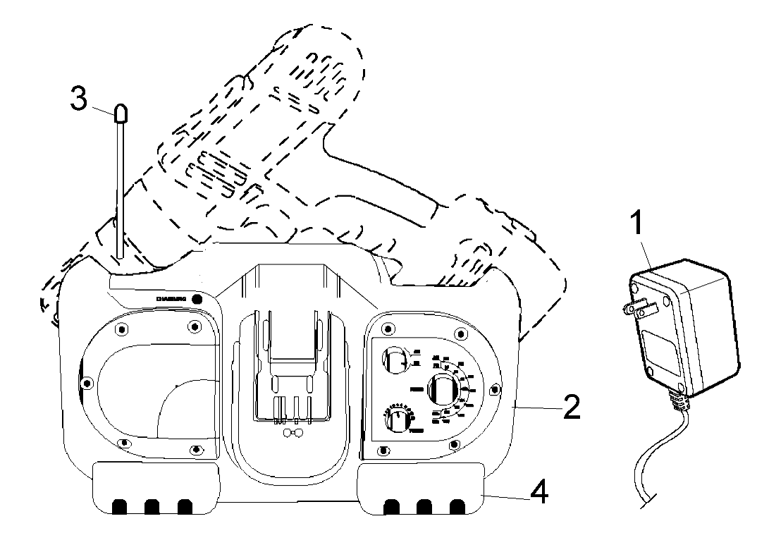 Default Diagram and Parts List for PS1801RC Type 1 Black and Decker Boring Machine